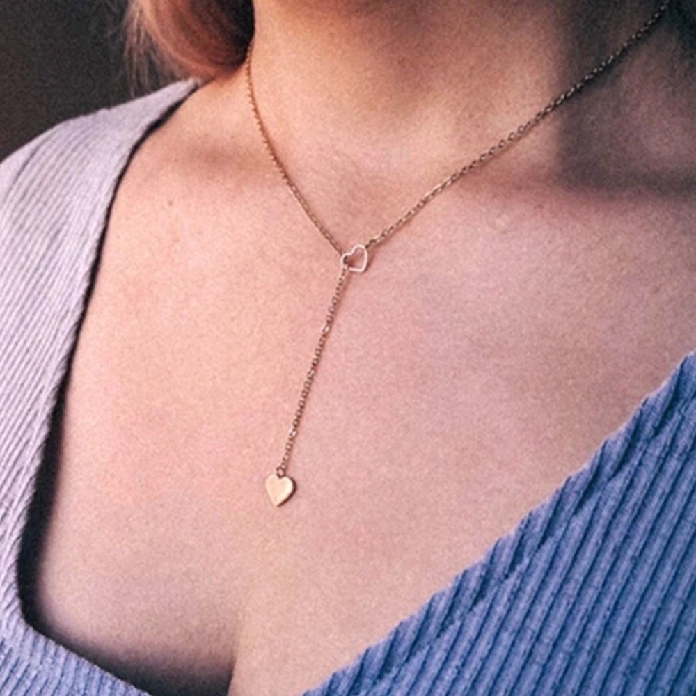 3/$30 Gold Heart Lariat Necklace - Picture 2 of 7